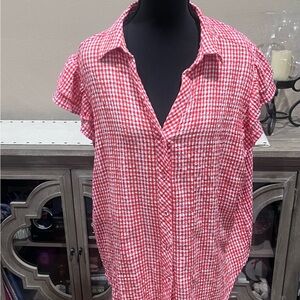Jane and Delancey Red Checkered Blouse